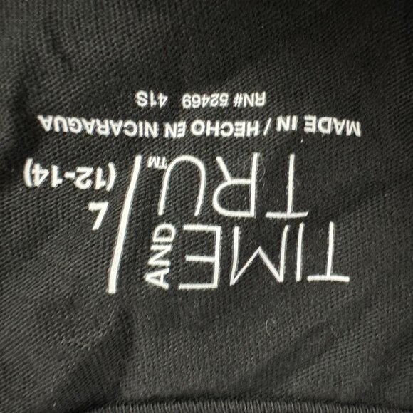 Time And Tru Black Long Sleeve Tee Large 12 14 Standard Fit Crew Neck New - Picture 4 of 6